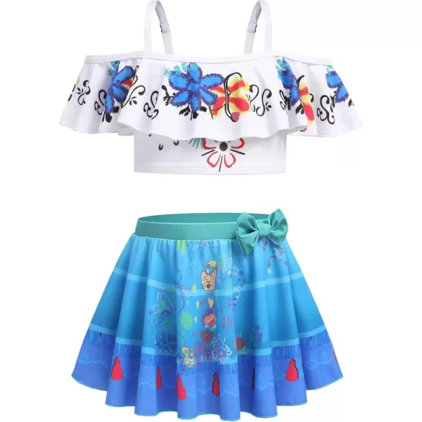 Arshiner 3 Piece Tween Girls Swimsuit Ruffle Sleeve Athletic Tankini Sport Swimwear with Swimming Skirt