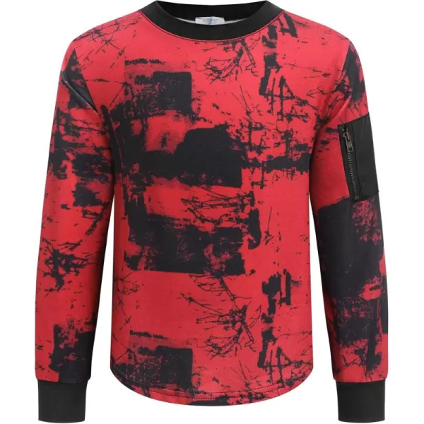 Arshiner Boy's Loose Long Sleeve Solid/Tie-Dyed Print Curve Hem T Shirt for 5-12 Years