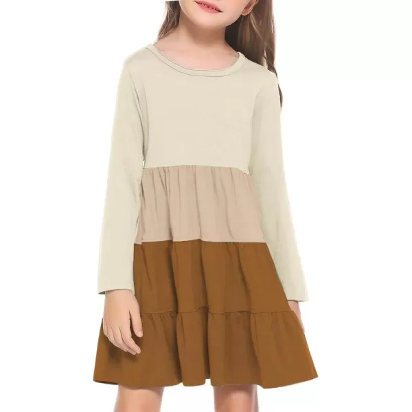 Arshiner Girl Long Sleeve Dress Tiered Ruffle Swing Tunic Shirt Dress