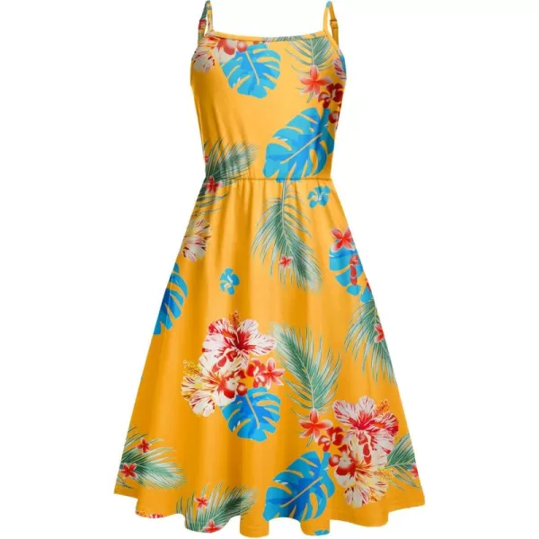Arshiner Girl Summer Spaghetti Strap Casual Knee Length Cami Dresses for 4-12 Year