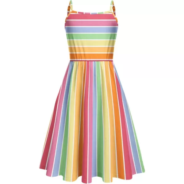 Arshiner Girl Summer Spaghetti Strap Casual Knee Length Cami Dresses for 4-12 Year