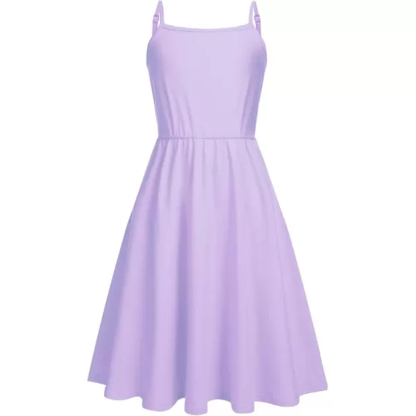 Arshiner Girl Summer Spaghetti Strap Casual Knee Length Cami Dresses for 4-12 Year