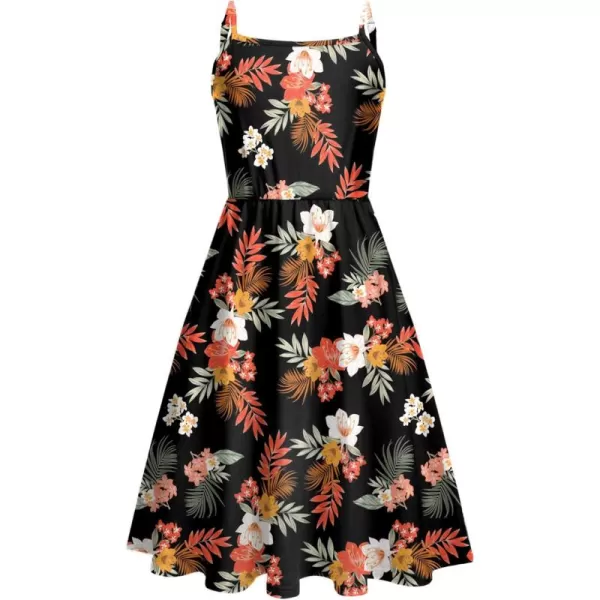 Arshiner Girl Summer Spaghetti Strap Casual Knee Length Cami Dresses for 4-12 Year