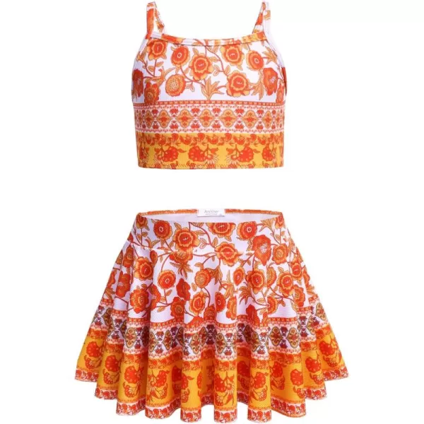 Arshiner Girls' 3Pcs Swimsuits Bikini Bathing Suit Beach Surf Floral Tankini Swimwear