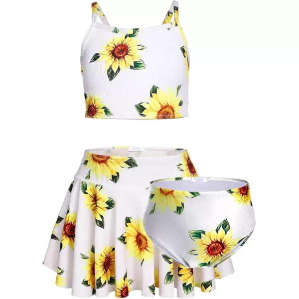 Arshiner Girls' 3Pcs Swimsuits Bikini Bathing Suit Beach Surf Floral Tankini Swimwear