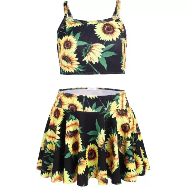 Arshiner Girls' 3Pcs Swimsuits Bikini Bathing Suit Beach Surf Floral Tankini Swimwear
