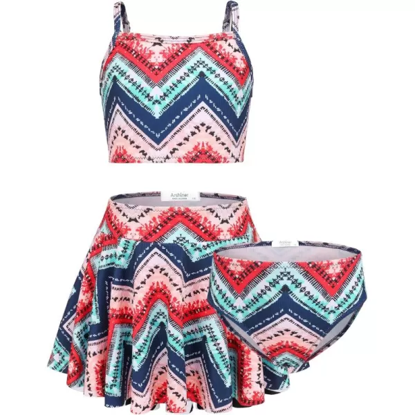 Arshiner Girls' 3Pcs Swimsuits Bikini Bathing Suit Beach Surf Floral Tankini Swimwear