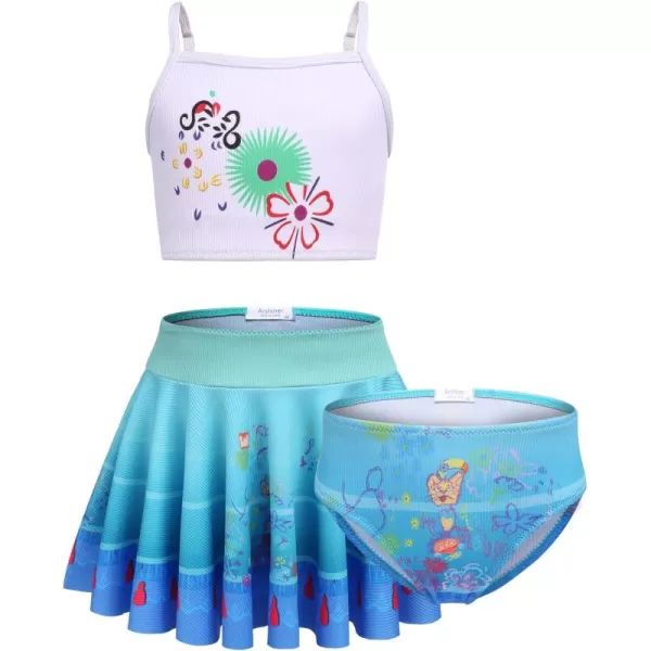 Arshiner Girls' 3Pcs Swimsuits Bikini Bathing Suit Beach Surf Floral Tankini Swimwear