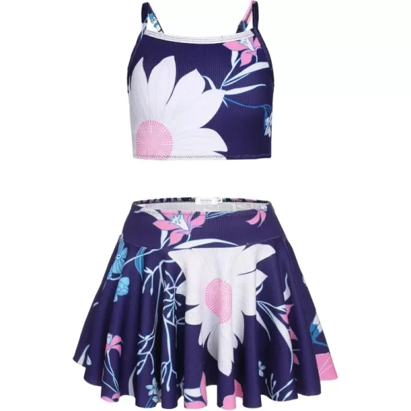 Arshiner Girls' 3Pcs Swimsuits Bikini Bathing Suit Beach Surf Floral Tankini Swimwear