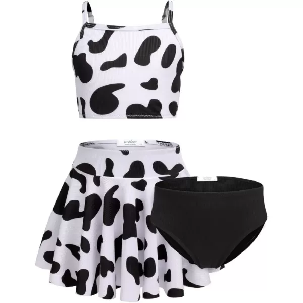 Arshiner Girls' 3Pcs Swimsuits Bikini Bathing Suit Beach Surf Floral Tankini Swimwear