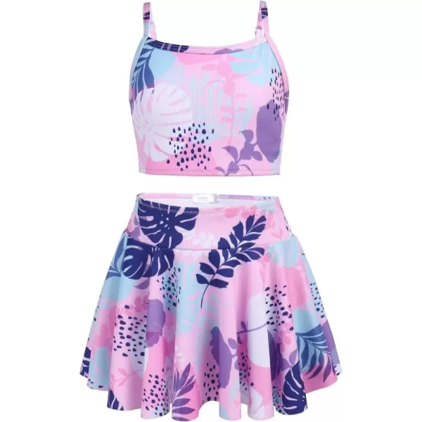 Arshiner Girls' 3Pcs Swimsuits Bikini Bathing Suit Beach Surf Floral Tankini Swimwear