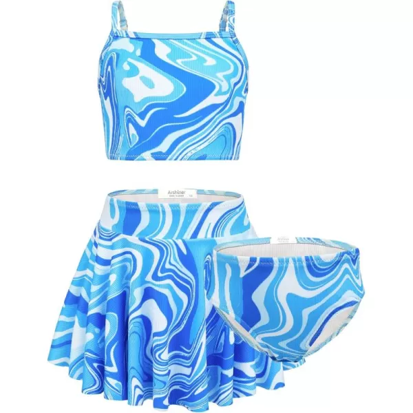 Arshiner Girls' 3Pcs Swimsuits Bikini Bathing Suit Beach Surf Floral Tankini Swimwear