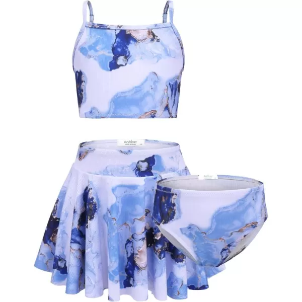 Arshiner Girls' 3Pcs Swimsuits Bikini Bathing Suit Beach Surf Floral Tankini Swimwear