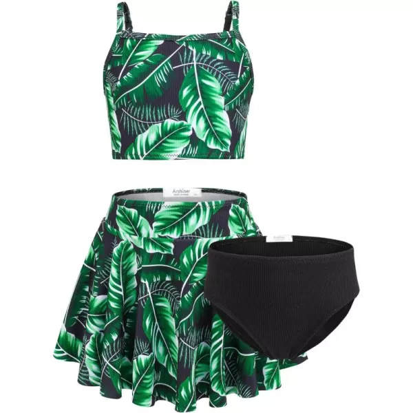 Arshiner Girls' 3Pcs Swimsuits Bikini Bathing Suit Beach Surf Floral Tankini Swimwear