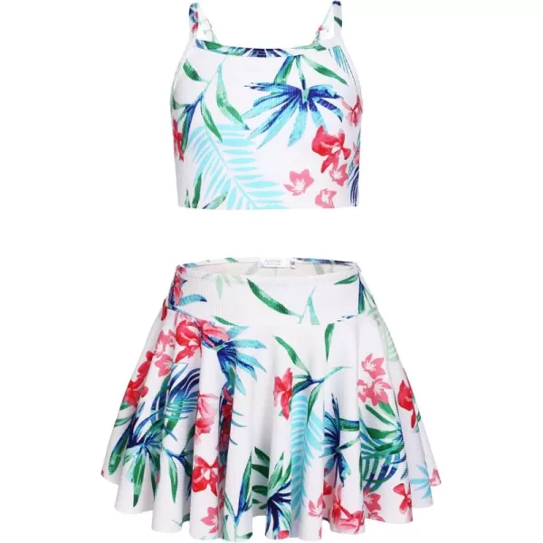 Arshiner Girls' 3Pcs Swimsuits Bikini Bathing Suit Beach Surf Floral Tankini Swimwear