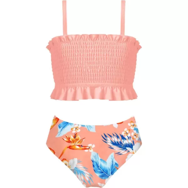 Arshiner Girls Bikini 2 Piece Swimsuit Shirred Bathing Suit Swimwear
