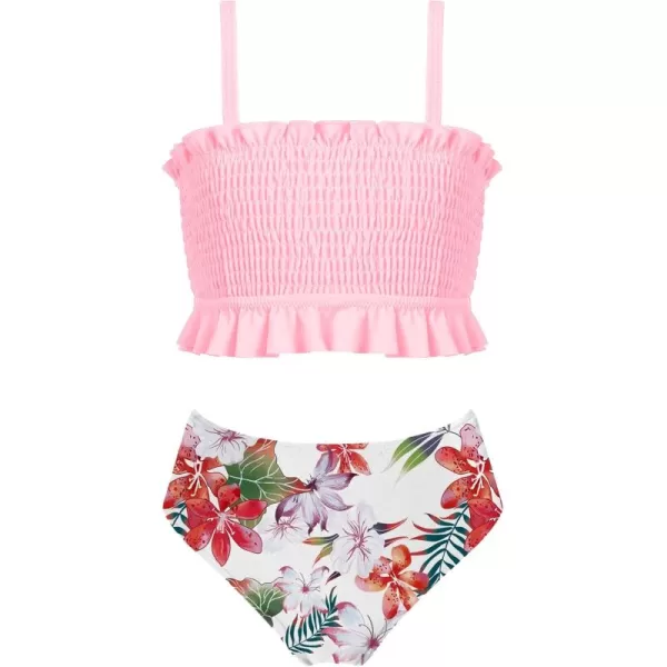 Arshiner Girls Bikini 2 Piece Swimsuit Shirred Bathing Suit Swimwear