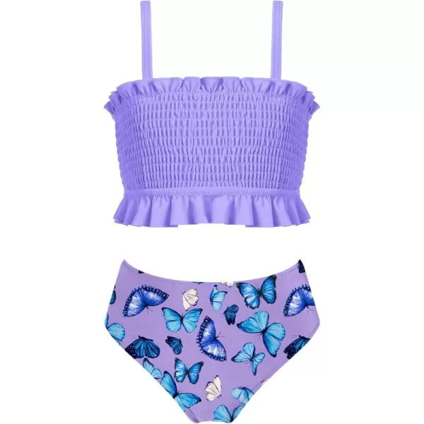 Arshiner Girls Bikini 2 Piece Swimsuit Shirred Bathing Suit Swimwear