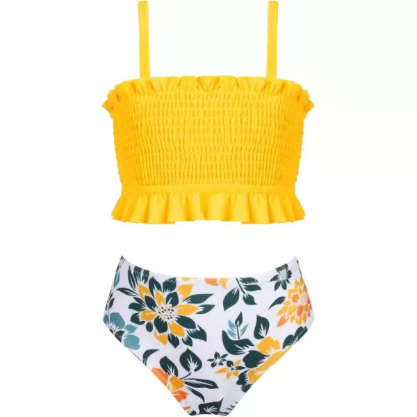 Arshiner Girls Bikini 2 Piece Swimsuit Shirred Bathing Suit Swimwear