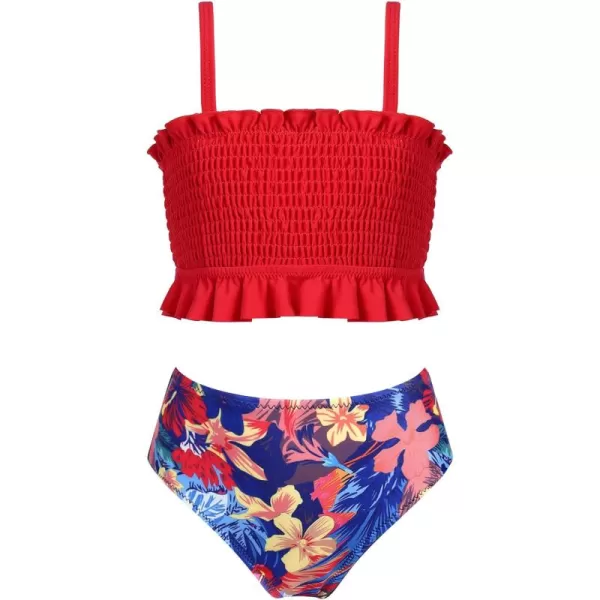 Arshiner Girls Bikini 2 Piece Swimsuit Shirred Bathing Suit Swimwear