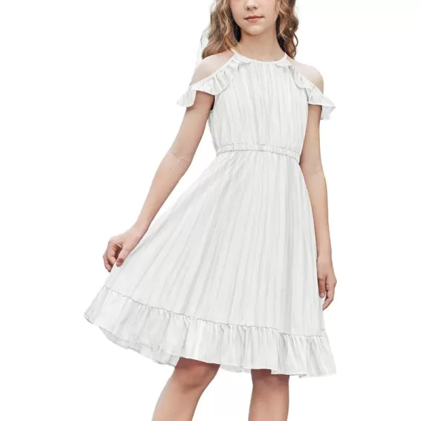Arshiner Girls Dress Halter Neck Ruffle Sleeveless Formal Party Casual Summer Sundress for 5-14 Years