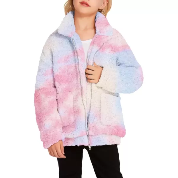 Arshiner Girls Full Zip Fleece Jacket Sherpa Outwear Coat Fall Winter for 4-12Y