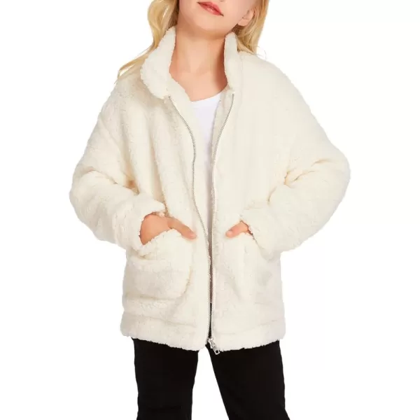 Arshiner Girls Full Zip Fleece Jacket Sherpa Outwear Coat Fall Winter for 4-12Y