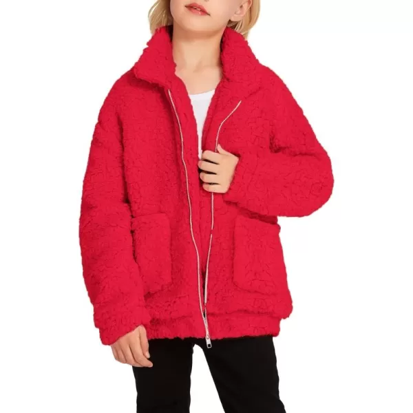 Arshiner Girls Full Zip Fleece Jacket Sherpa Outwear Coat Fall Winter for 4-12Y