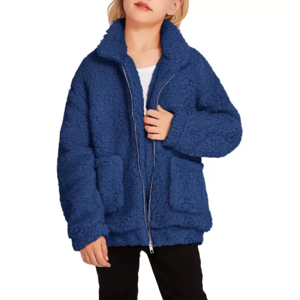 Arshiner Girls Full Zip Fleece Jacket Sherpa Outwear Coat Fall Winter for 4-12Y