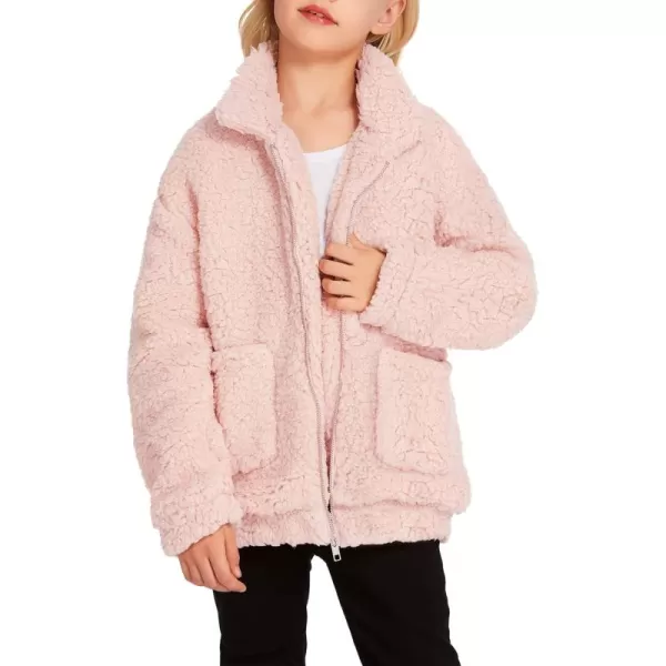 Arshiner Girls Full Zip Fleece Jacket Sherpa Outwear Coat Fall Winter for 4-12Y