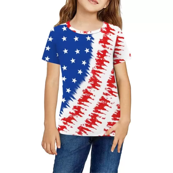 Arshiner Girls July 4th American Flag T Shirts Patriotic Short Sleeves Shirts Blouse Tops Tee