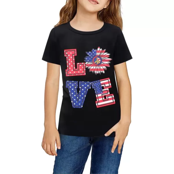 Arshiner Girls July 4th American Flag T Shirts Patriotic Short Sleeves Shirts Blouse Tops Tee