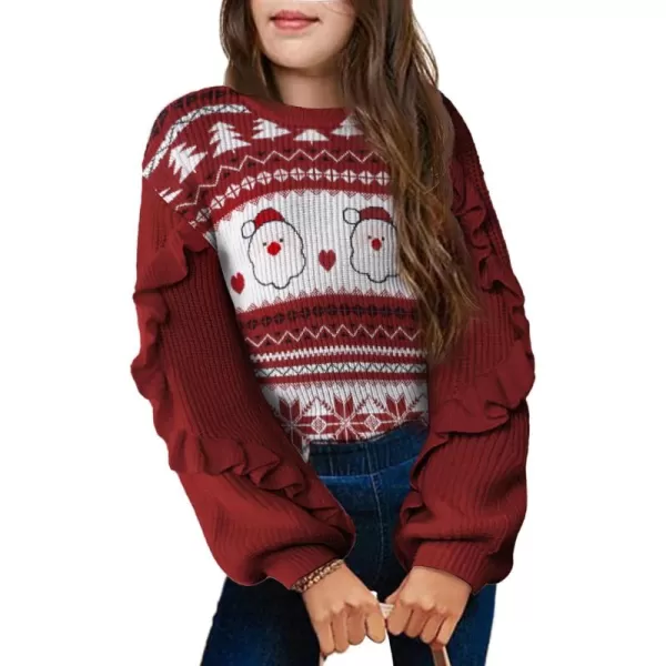 Arshiner Girls Long Lantern Sleeve Sweaters Crew Neck Knit Pullover Jumper Top
