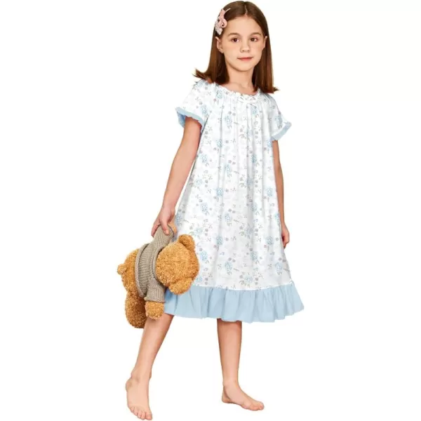Arshiner Girls Nightgowns Sleepwear Short Sleeve Victorian Pajama Dress Soft Princess Sleepshirt for 3-12 Years Kids