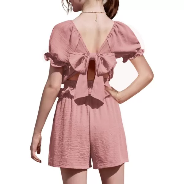 Arshiner Girls Short Set 2 Piece Summer Boho Clothes Tie-Back Puff Sleeve Top and Shorts with Pockets for 5-14 Years