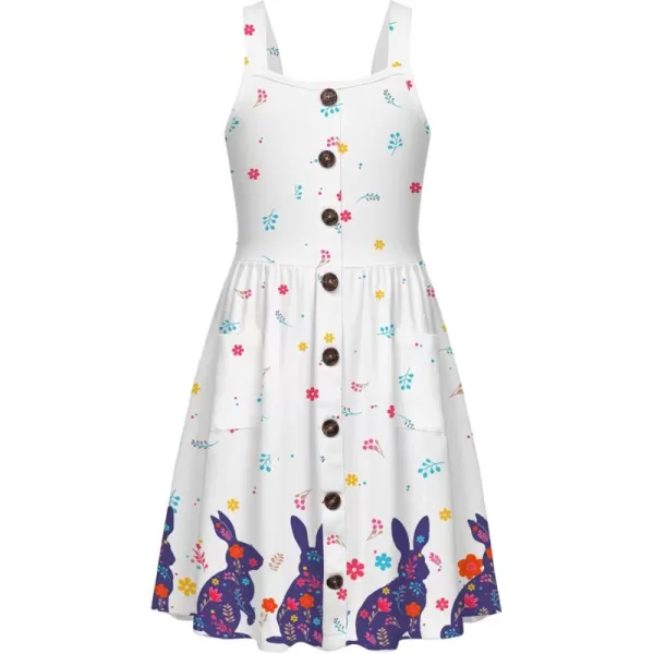 Arshiner Girl's Spaghetti Strap Button Down Midi Sleeveless Summer Casual Sundress A-line Dress with Pockets