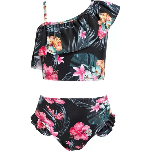 Arshiner Girls Swimsuit Ruffles Flounce Printed Two Pieces Bikini Set Swimwear Bathing Suits