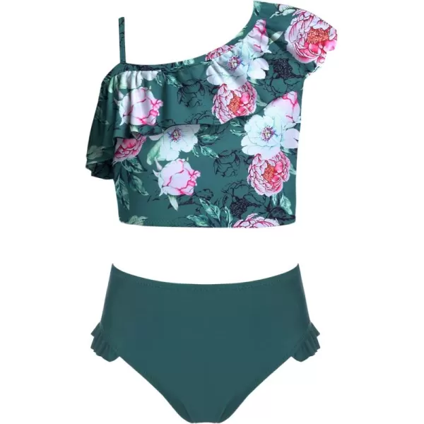 Arshiner Girls Swimsuit Ruffles Flounce Printed Two Pieces Bikini Set Swimwear Bathing Suits