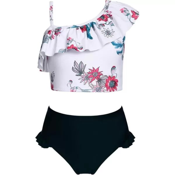 Arshiner Girls Swimsuit Ruffles Flounce Printed Two Pieces Bikini Set Swimwear Bathing Suits