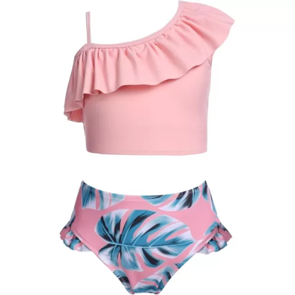 Arshiner Girls Swimsuit Ruffles Flounce Printed Two Pieces Bikini Set Swimwear Bathing Suits