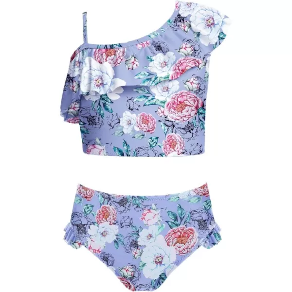 Arshiner Girls Swimsuit Ruffles Flounce Printed Two Pieces Bikini Set Swimwear Bathing Suits