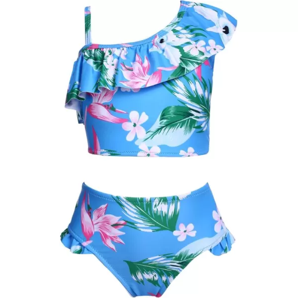 Arshiner Girls Swimsuit Ruffles Flounce Printed Two Pieces Bikini Set Swimwear Bathing Suits