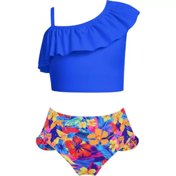 Arshiner Girls Swimsuit Ruffles Flounce Printed Two Pieces Bikini Set Swimwear Bathing Suits
