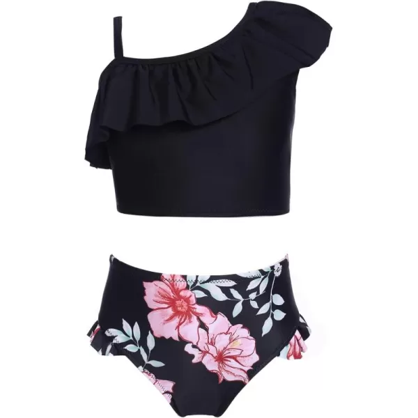 Arshiner Girls Swimsuit Ruffles Flounce Printed Two Pieces Bikini Set Swimwear Bathing Suits