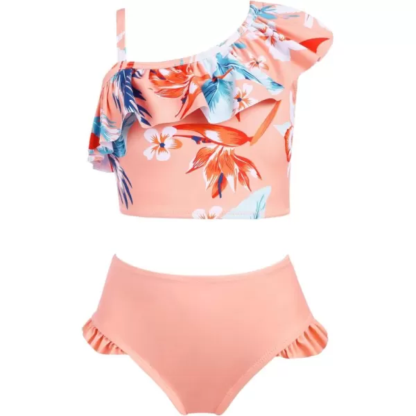 Arshiner Girls Swimsuit Ruffles Flounce Printed Two Pieces Bikini Set Swimwear Bathing Suits