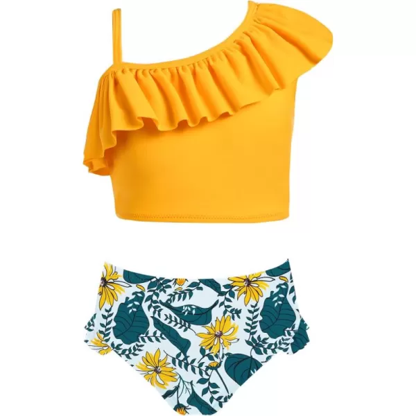 Arshiner Girls Swimsuit Ruffles Flounce Printed Two Pieces Bikini Set Swimwear Bathing Suits