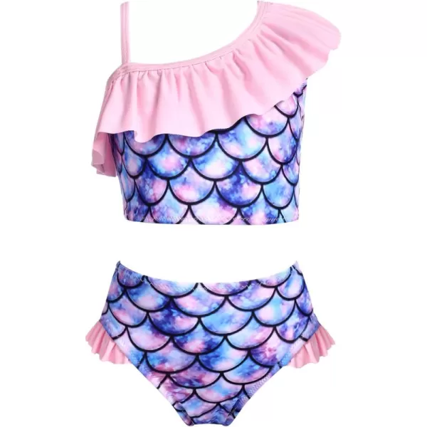 Arshiner Girls Swimsuit Ruffles Flounce Printed Two Pieces Bikini Set Swimwear Bathing Suits