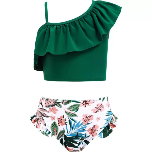Arshiner Girls Swimsuit Ruffles Flounce Printed Two Pieces Bikini Set Swimwear Bathing Suits