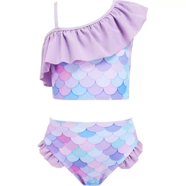 Arshiner Girls Swimsuit Ruffles Flounce Printed Two Pieces Bikini Set Swimwear Bathing Suits