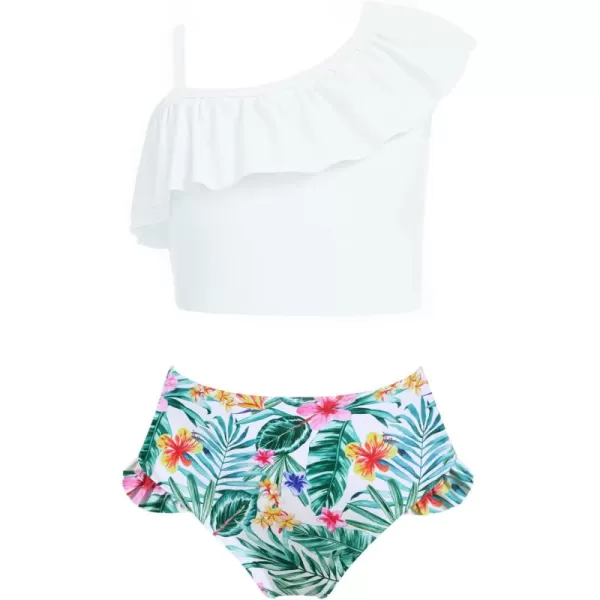 Arshiner Girls Swimsuit Ruffles Flounce Printed Two Pieces Bikini Set Swimwear Bathing Suits